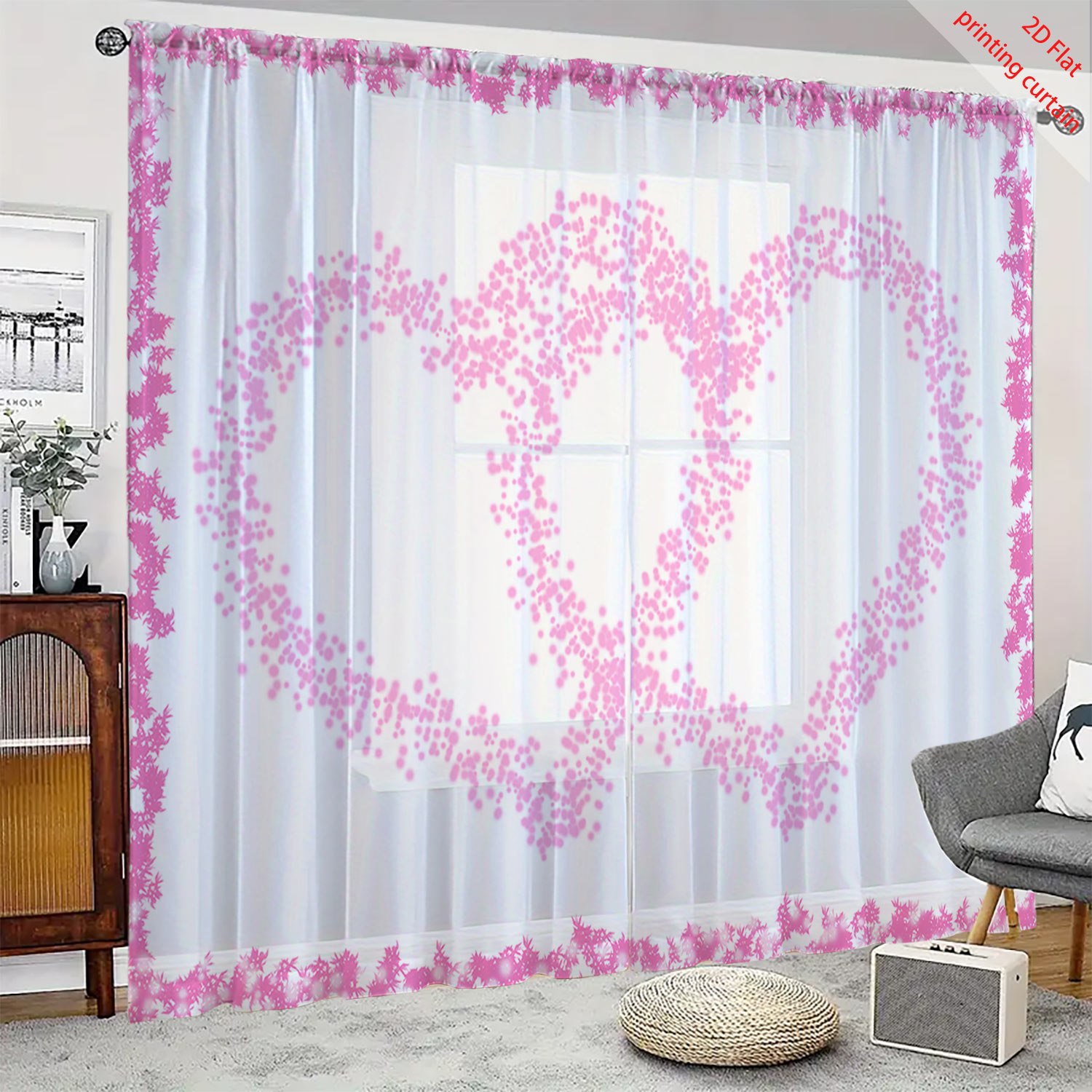 Home Office Windows - Voilage transparent imprimé en forme de