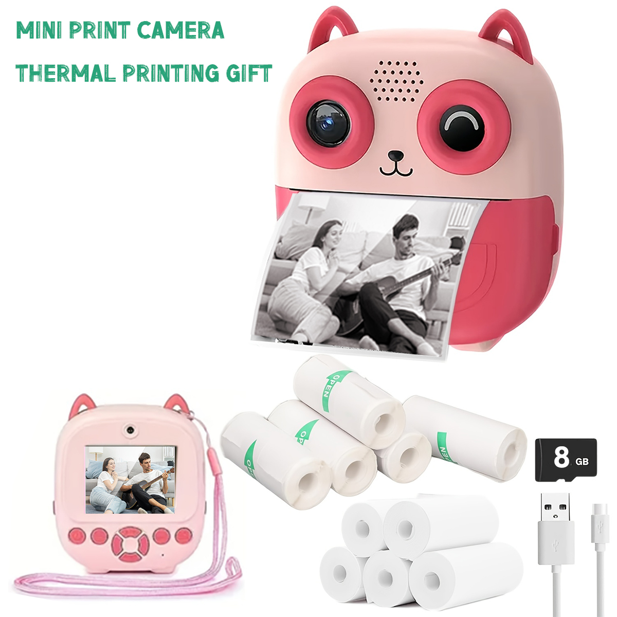 Webcam Hd 1080P - Caméra à impression instantanée de forme