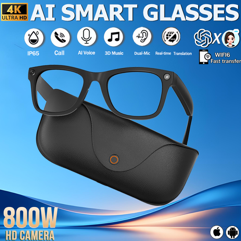 Webcam Hd 1080P - Lunettes Intelligentes 2026 en Cuir Véritable
