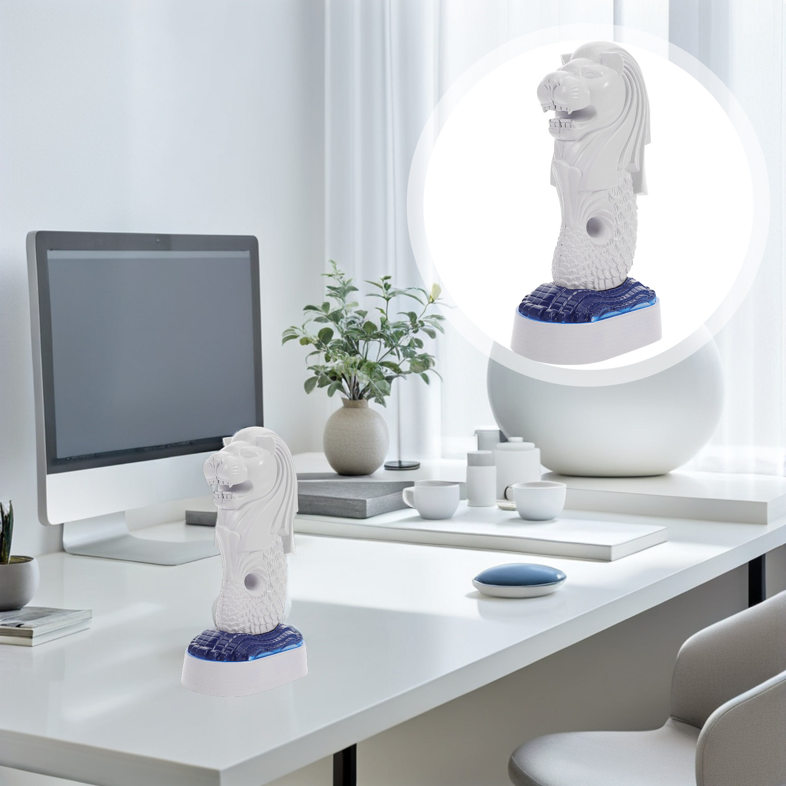 Home Office Singapore - Sculpture artistique architecturale de table Merlion