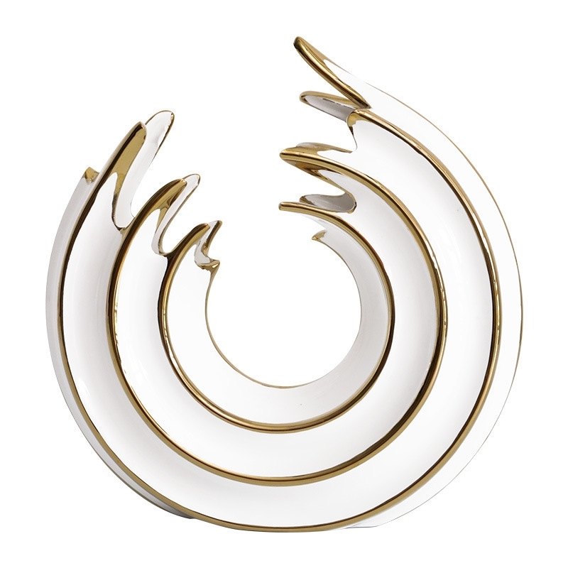 Vase rond en céramique or blan - Home Office Form avis et prix