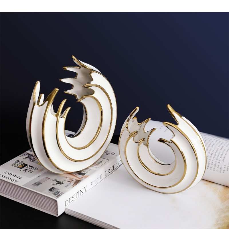 Vase rond en céramique or blan - Home Office Form avis et prix