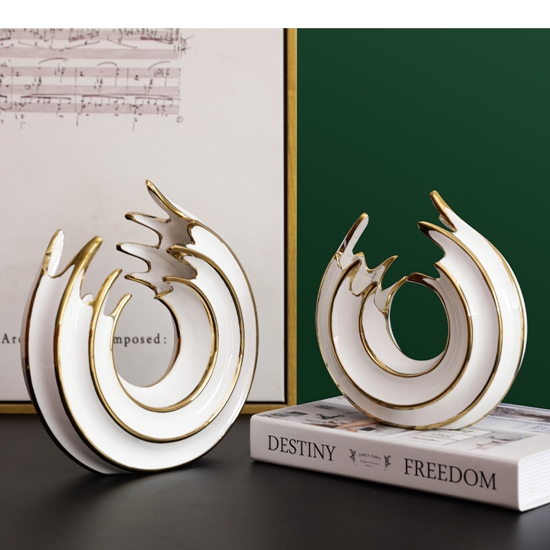 Vase rond en céramique or blan - Home Office Form avis et prix